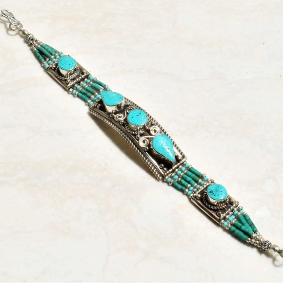 Tibetan silver gemstone ethnic bracelets - Picture 5 of 15